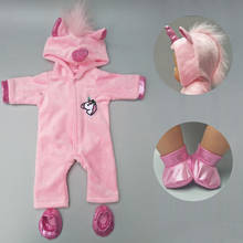 Chaqueta con capucha de Unicornio para muñeca, conjunto de ropa de Navidad, traje de Unicornio para muñeca de 43cm, 18" 2024 - compra barato