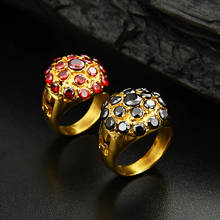 Женские обручальные кольца, модное кольцо с красным/черным Цирконом для женщин, золотые обручальные кольца из нержавеющей стали, ювелирные изделия 2024 - купить недорого