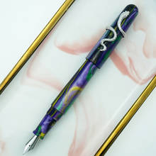 Fuliwen 017 Resin Acrylic Fountain Pen Quicksand Purple Big Size Ink Pen with Silver Snake Ring EF/F/M Nib Gift for Office Home 2024 - buy cheap