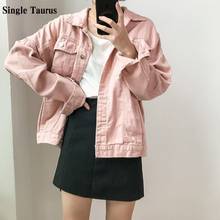 Women Denim Jacket Fall Long Sleeve Turn Down Collar Vintage Female Jeans Jackets Coat Loose Streetwear Pink Chaqueta Mujer 2024 - buy cheap