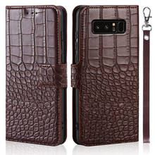 Funda de teléfono con tapa para Samsung Galaxy Note 8, cubierta de SM-N950F con textura de cocodrilo Original, carcasa de lujo con correa 2024 - compra barato