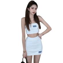 Women's Summer Outfits Strapless Slim T Shirt + Skirt Sexy Two-Piece Sexy Streetwear Set 2024 - buy cheap