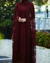 Vestidos de Madre de la novia con capa larga de encaje, caftán musulmán Burdeos de manga larga para mujer, vestidos de noche para fiesta de boda 2024 - compra barato