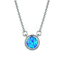 Colar de clavícula redondo simples, colar elegante feminino com pingente de pedra natural azul e branca, joias de festa na moda 2024 - compre barato