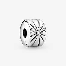 925 Sterling Silver Beads Fit Original Pandora Bracelets Sparkling Sunburst Clip Charm DIY Women Fashion Jewelry Gift 2024 - buy cheap