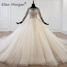 Vestido de noiva luxuoso, cristais de marfim, com babados, princesa, para noiva, modelo de princesa, 2020 2024 - compre barato