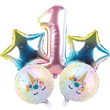 Conjunto de Globos de aluminio para fiestas de cumpleaños, 5 unidades, Color arcoíris, unicornio, 1, 2, 3, 4, 5 °, suministros para Baby Shower 2024 - compra barato