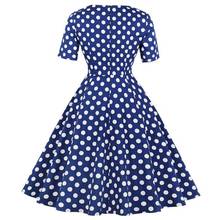 Vestido de verano de estilo Vintage para mujer, traje elegante estilo Rockabilly de los años 50 y 60, con estampado de lunares y manga corta 2024 - compra barato