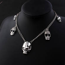 Gópunk joias esqueleto gargantilha colar para mulheres, cor prata caveira pingentes corrente atacado presente de halloween vgn038 2024 - compre barato