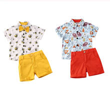 Kawgeett-conjunto de roupas infantil, de verão, para meninos, com estampa animal, de manga curta, camiseta e shorts, 2 peças, delicado 2024 - compre barato