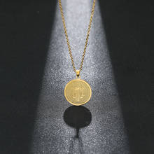Collar con colgante de moneda de la Virgen de acero inoxidable para mujer, cadena de oro redonda clásica Católica 2024 - compra barato