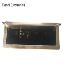 2-Bit Universal Plug Brush Clamshell Table Socket+VGA/HDMI/USB/XLR + 3.5 Audio + Dual Audio Video Network Interface Golden Panel 2024 - buy cheap