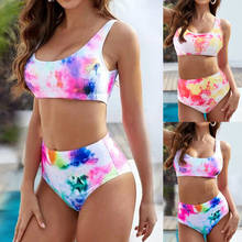 Maiô feminino tie dye conjunto de biquíni maiô beachwear empurrar duas peças natação sexy bandagem maiô biquíni 2020 2024 - compre barato