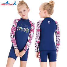 Girls Two Piece Rash Guard Swimsuits Kids Sunsuit Swimwear Sets Upf 50+ Long Sleeve Dive Skin for Kids Printed Swimwear 2024 - buy cheap