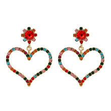 Brincos grandes de cristal colorido zhini para mulheres, étnicos, coração simples, pendente, brinco statement, joias, 2021 2024 - compre barato