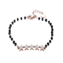 Shine Connect Stars Charm Stainless Steel Bracelet For Women Black Beads Chain Bracelets & Bangles Fashion Festival Gift Jewelry 2024 - buy cheap