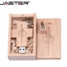 Jaster pendrive criativo de madeira, venda quente, usb 2.0, 4gb, 8gb, 16gb, 32gb, 64gb + caixa (logotipo personalizado grátis) 2024 - compre barato
