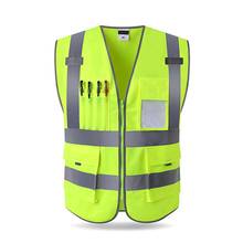 Chaleco reflectante de seguridad para el trabajo para hombre, ropa de trabajo con múltiples bolsillos, color naranja/verde, alta visibilidad 2024 - compra barato