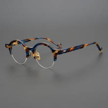 Acetate Round Glasses Frame Men Women Vintage Half Rim Eye Glasses Optical Prescription Eyeglasses Frames Eyewear Clear Oculos 2023 - buy cheap