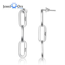 JewelOra Personalized Engraved Name Link Chain Earrings for Women Geometric Style Customize Stainless Steel Long Drop Earrings 2024 - buy cheap