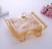 Fruit tray European style glass home decoration living room coffee table gold plated candy box with cover creative dry fruit box 2024 - buy cheap