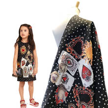 Tela Jacquard de brocado de poliéster para mujer, tejido de 144cm de ancho, con piedras rojas y negras de corazón sagrado, para vestido, falda, vestido de tirantes para niños, costura 2024 - compra barato