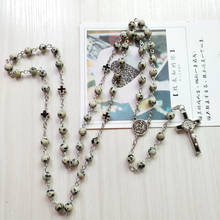QIGO-collar con forma de cruz larga para hombre y mujer, joyería religiosa católica, con piedras y manchas Vintage 2024 - compra barato