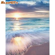 RUOPOTY Sunset On Ocean Landscape Oil Painting By Numbers Kits For Children Diy Framed Paint Kits Unique Gift Handmade Artcraft 2024 - buy cheap