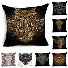 Owl Cushion Cover Bedroom Pillow Homedecor Cushions for Sofa Black Home Decor Moroccan Fabric Nordic Style Decoration Custom 2024 - buy cheap