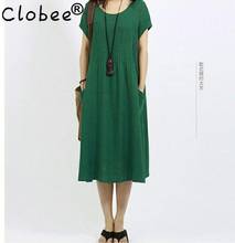 2020 Hot summer dress loose plus size Vintage Style Cotton Linen Fold women Dress Vestidos Robe 2024 - buy cheap