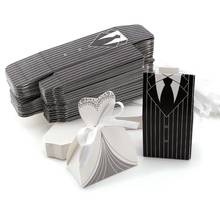 DIY Wholesale Wedding Favors Wedding Party Favor Boxes Creative Tuxedo Dress Groom Bridal Candy Gift Box with Ribbon 2024 - buy cheap