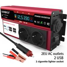 Car Power Inverter DC 12V To AC 230V Sine Wave Converter Digital LCD Display 4 Phone USB Charger 500W 3000W Peak Power Car Cable 2024 - buy cheap