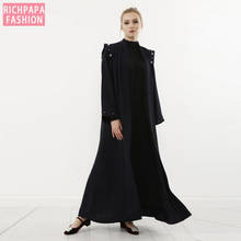 Eid mubarak preto dubai abaya cardigan quimono hijab vestido muçulmano, roupa islâmica turco abayas para mulheres, kaftan caftan 2024 - compre barato