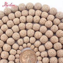 8,10,12,14mm Sponge Beads Round Cream White Lava Rock Volcanic Stone Loose Beads for DIY Accessories Necklace Jewelry Making 15" 2024 - buy cheap