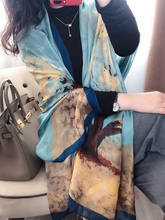 100% Silk Scarf Shawl Women Long Large Maxi Size  Fashion 110*190cm Twill Printed Floral Silk Shawl 2024 - buy cheap
