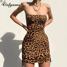 Colysmo-Vestido corto de leopardo sin tirantes para mujer, Sexy y cordón con hombros descubiertos minivestido, ceñido al cuerpo, para fiesta 2024 - compra barato