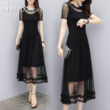 2020 Korean Black Color Patchwork Women Dress Short Sleeve Female Dresses 2024 - buy cheap