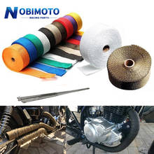 Nobimoto- 5cm*5M/10M/15M Motorcycle Exhaust Thermal Tape Header Heat Wrap Manifold Insulation Roll Resistant with Stainless Ties 2024 - buy cheap