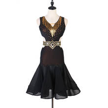 Nuevos vestidos de baile latino negros para mujer, trajes de baile latino de rendimiento de Salsa, Rumba, cha, Tango 2024 - compra barato
