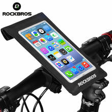 ROCKBROS 6,0 "велосипедный телефон сумка сенсорный экран для Велосипедный Руль Передняя головка труба водонепроницаемый Паньер Мобильная Сумка для смартфона 2024 - купить недорого