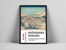 Мост яхаги в Оказаки на таокайдэ постер Katsushika Hokusai на холсте фотообои в винтажном стиле для спальни 2024 - купить недорого
