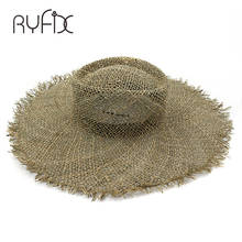 Sombrero informal para el sol para mujer, sombrero de paja con ala ancha, estilo de playa, para vacaciones, HA22 2024 - compra barato