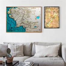 Pósteres e impresiones clásicos de mapa de la Tierra Media, pintura en lienzo, imágenes de pared para sala de estar, decoración Vintage para el hogar, Quadro 2024 - compra barato