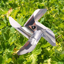 Pássaro repeller pinwheels refletivo vento girador pinwheel assustar aves diy moinhos de vento planta flor jardim gramado decoração prata 2024 - compre barato