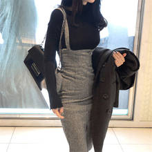 Korean Slim Fit Hip Strap Dress High Waist Dress Woolen Dress Houndstooth Autumn and Winter Wool Dresses Female NS1738 2024 - buy cheap