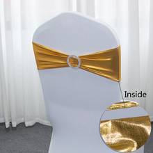 21 50pcs/Lot Metallic Gold silver Chair Sashes Wedding Chair Decoration Spandex Chair Cover Band With Round Buckle for Party 2024 - buy cheap