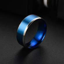 VOERYMT 8 мм синий кольцо для мужчин и женщин серебро Цвет сбоку обручальные кольца из нержавеющей стали модные кольца на каждый день для мужчин, мужская бижутерия, SY012 2024 - купить недорого