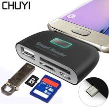 CHUYI Phone Type C HUB Mini 4-in-1 USB USB-C Multifunction 2.0 OTG/SD/TF Card Reader With Micro USB Charge Ports Hub For Laptop 2024 - buy cheap