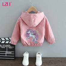 LZH Autumn Children Outwear Unicorn Print Baby Girls Clothing 2021 Jackets For Girls Of 12 Year Long Sleeve Kids Coats Windbrear 2024 - buy cheap