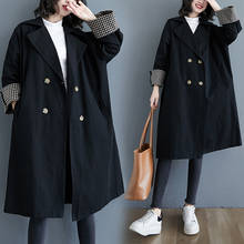 Autumn winter 2021 new Korean version loose fashion temperament double-breasted trench coat jacket women mid-length Windbreaker 2024 - buy cheap